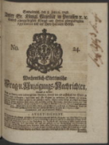 Wochentlich-Stettinische Frag- und Anzeigungs-Nachrichten. 1748 No. 24