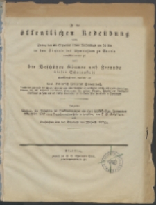 Zu der öffentlichen Redeübung und Abiturienten-Entlassung 1834