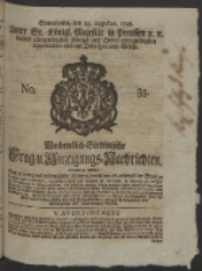 Wochentlich-Stettinische Frag- und Anzeigungs-Nachrichten. 1748 No. 35