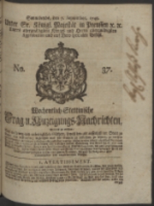 Wochentlich-Stettinische Frag- und Anzeigungs-Nachrichten. 1748 No. 37