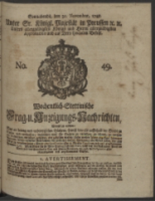 Wochentlich-Stettinische Frag- und Anzeigungs-Nachrichten. 1748 No. 49