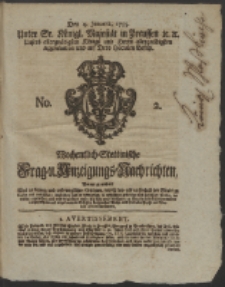 Wochentlich-Stettinische Frag- und Anzeigungs-Nachrichten. 1755 No. 2 + Anhang