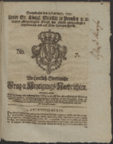 Wochentlich-Stettinische Frag- und Anzeigungs-Nachrichten. 1755 No. & + Anhang