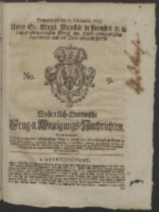 Wochentlich-Stettinische Frag- und Anzeigungs-Nachrichten. 1755 No. 9 + Anhang