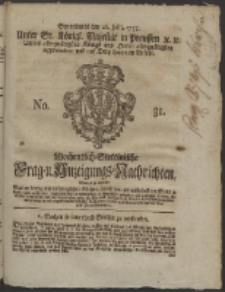 Wochentlich-Stettinische Frag- und Anzeigungs-Nachrichten. 1755 No. 31 + Anhang