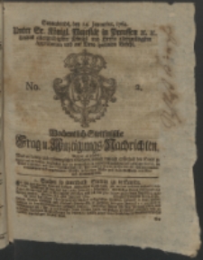 Wochentlich-Stettinische Frag- und Anzeigungs-Nachrichten. 1764 No. 2 + Anhang