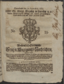 Wochentlich-Stettinische Frag- und Anzeigungs-Nachrichten. 1755 No. 39 + Anhang