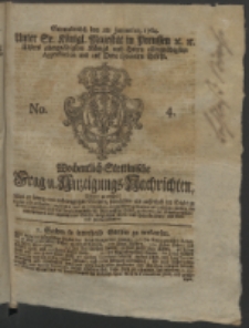 Wochentlich-Stettinische Frag- und Anzeigungs-Nachrichten. 1764 No. 4 + Anhang