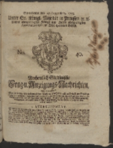 Wochentlich-Stettinische Frag- und Anzeigungs-Nachrichten. 1755 No. 40 + Anhang