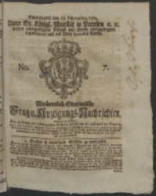 Wochentlich-Stettinische Frag- und Anzeigungs-Nachrichten. 1764 No. 7 + Anhang
