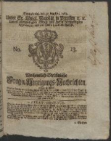 Wochentlich-Stettinische Frag- und Anzeigungs-Nachrichten. 1764 No. 13 + Anhang