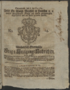 Wochentlich-Stettinische Frag- und Anzeigungs-Nachrichten. 1764 No. 14 + Anhang