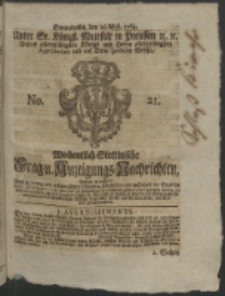 Wochentlich-Stettinische Frag- und Anzeigungs-Nachrichten. 1764 No. 21 + Anhang