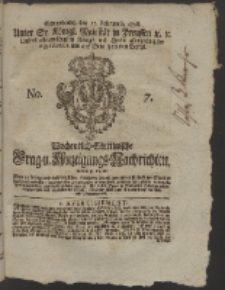 Wochentlich-Stettinische Frag- und Anzeigungs-Nachrichten. 1758 No. 7 + Anhang