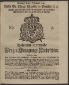Wochentlich-Stettinische Frag- und Anzeigungs-Nachrichten. 1744 No. 8