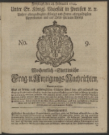 Wochentlich-Stettinische Frag- und Anzeigungs-Nachrichten. 1744 No. 9