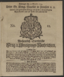 Wochentlich-Stettinische Frag- und Anzeigungs-Nachrichten. 1744 No. 12