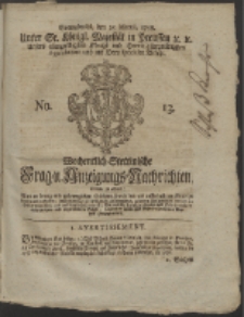Wochentlich-Stettinische Frag- und Anzeigungs-Nachrichten. 1758 No. 13 + Anhang