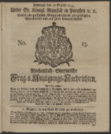 Wochentlich-Stettinische Frag- und Anzeigungs-Nachrichten. 1744 No. 13