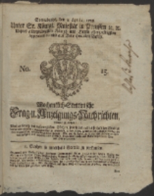 Wochentlich-Stettinische Frag- und Anzeigungs-Nachrichten. 1758 No. 15 + Anhang