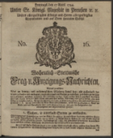 Wochentlich-Stettinische Frag- und Anzeigungs-Nachrichten. 1744 No. 16