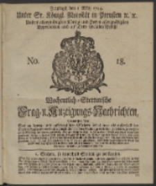 Wochentlich-Stettinische Frag- und Anzeigungs-Nachrichten. 1744 No. 18