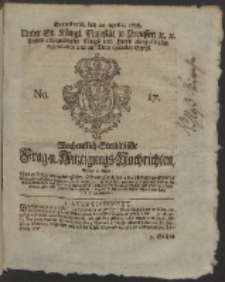 Wochentlich-Stettinische Frag- und Anzeigungs-Nachrichten. 1758 No. 17 + Anhang