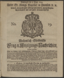 Wochentlich-Stettinische Frag- und Anzeigungs-Nachrichten. 1744 No. 19