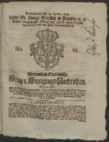 Wochentlich-Stettinische Frag- und Anzeigungs-Nachrichten. 1758 No. 18 + Anhang