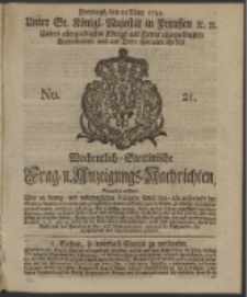 Wochentlich-Stettinische Frag- und Anzeigungs-Nachrichten. 1744 No. 21