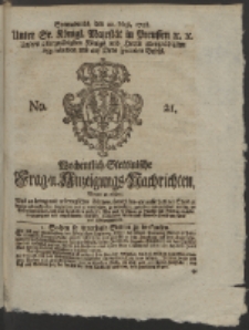 Wochentlich-Stettinische Frag- und Anzeigungs-Nachrichten. 1758 No. 21 + Anhang