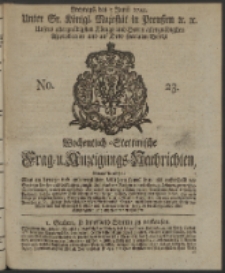 Wochentlich-Stettinische Frag- und Anzeigungs-Nachrichten. 1744 No. 23