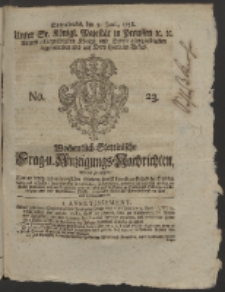 Wochentlich-Stettinische Frag- und Anzeigungs-Nachrichten. 1758 No. 23 + Anhang