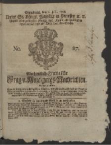 Wochentlich-Stettinische Frag- und Anzeigungs-Nachrichten. 1758 No. 27 + Anhang