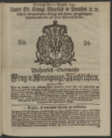 Wochentlich-Stettinische Frag- und Anzeigungs-Nachrichten. 1744 No. 34