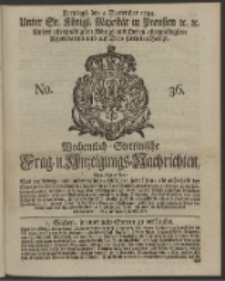 Wochentlich-Stettinische Frag- und Anzeigungs-Nachrichten. 1744 No. 36
