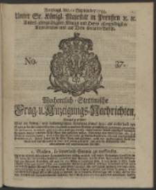 Wochentlich-Stettinische Frag- und Anzeigungs-Nachrichten. 1744 No. 37