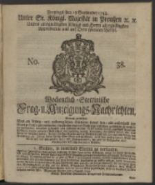 Wochentlich-Stettinische Frag- und Anzeigungs-Nachrichten. 1744 No. 38