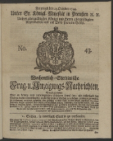Wochentlich-Stettinische Frag- und Anzeigungs-Nachrichten. 1744 No. 43