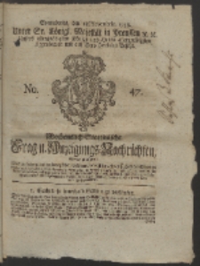 Wochentlich-Stettinische Frag- und Anzeigungs-Nachrichten. 1758 No. 47