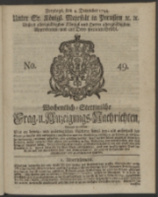 Wochentlich-Stettinische Frag- und Anzeigungs-Nachrichten. 1744 No. 49