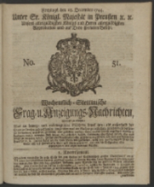 Wochentlich-Stettinische Frag- und Anzeigungs-Nachrichten. 1744 No. 51