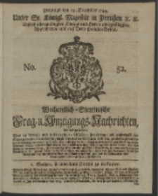 Wochentlich-Stettinische Frag- und Anzeigungs-Nachrichten. 1744 No. 52