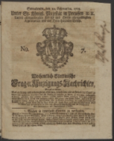 Wochentlich-Stettinische Frag- und Anzeigungs-Nachrichten. 1753 No. 7 + Anhang