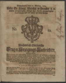 Wochentlich-Stettinische Frag- und Anzeigungs-Nachrichten. 1753 No. 12 + Anhang