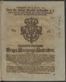 Wochentlich-Stettinische Frag- und Anzeigungs-Nachrichten. 1753 No. 16 + Anhang