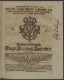 Wochentlich-Stettinische Frag- und Anzeigungs-Nachrichten. 1753 No. 17 + Anhang