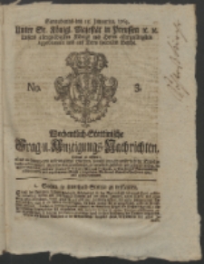 Wochentlich-Stettinische Frag- und Anzeigungs-Nachrichten. 1763 No. 3 + Anhang