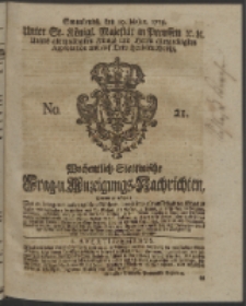 Wochentlich-Stettinische Frag- und Anzeigungs-Nachrichten. 1753 No. 21 + Anhang