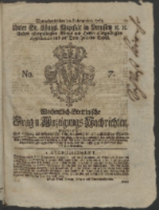 Wochentlich-Stettinische Frag- und Anzeigungs-Nachrichten. 1763 No. 7 + Anhang